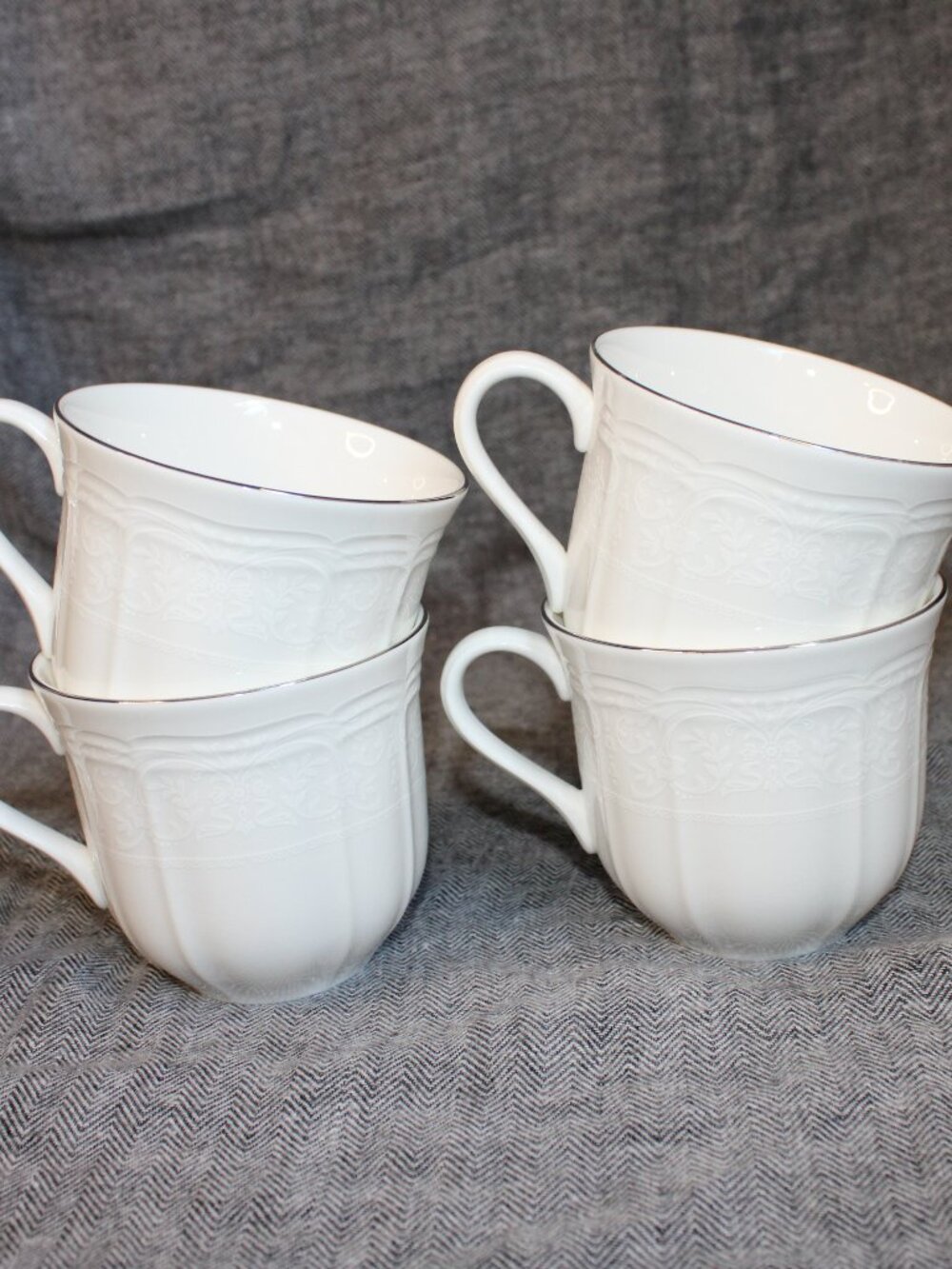 Set of (4) Mikasa Ultima Plus "Floral Moire" Mugs